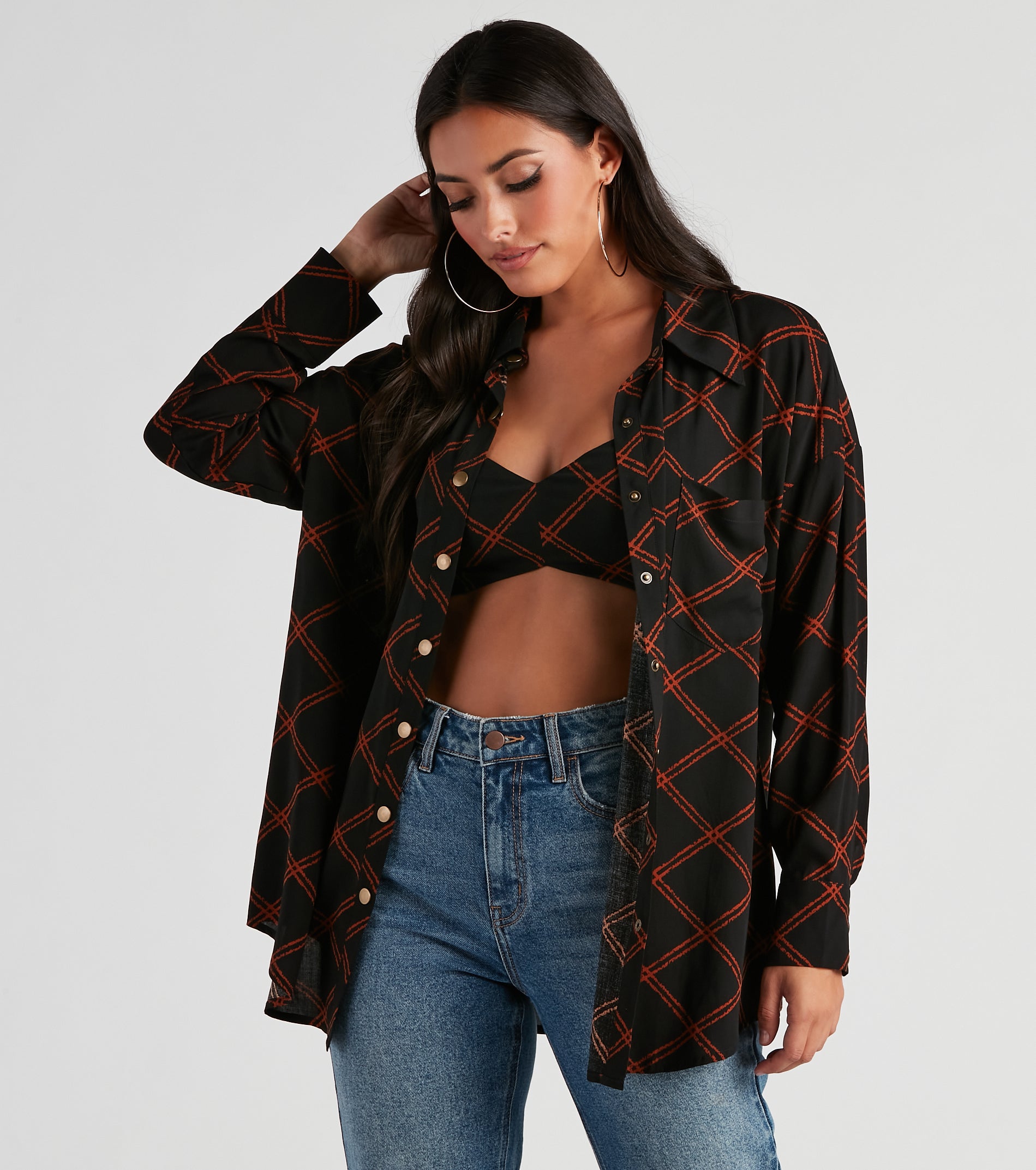 All The Trendy Vibes Button-Up Top