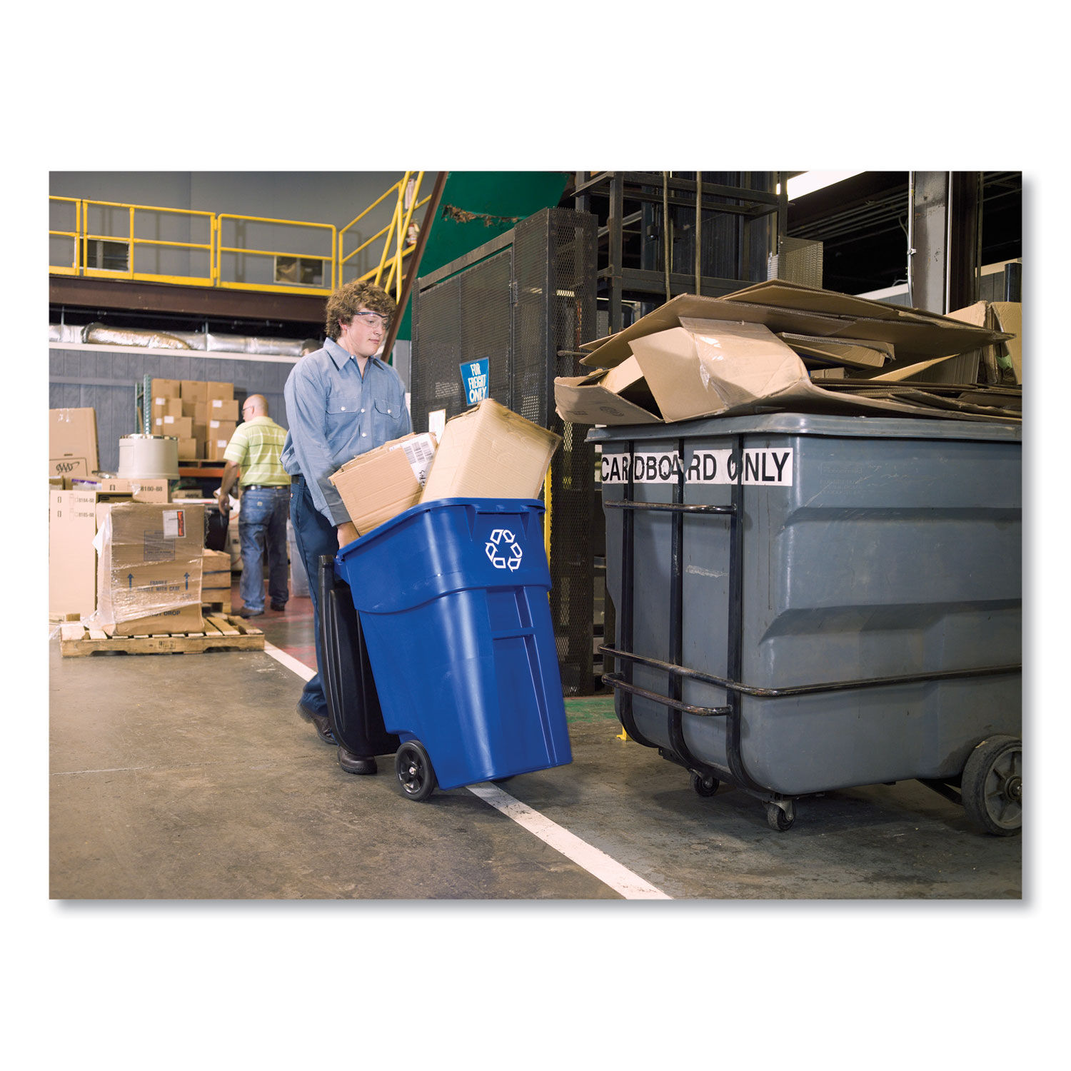 Square Brute Recycling Rollout Container by Rubbermaidandreg; Commercial RCP9W2773BLU