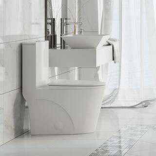 Swiss Madison St. Tropez 1-Piece 1.11.6 GPF Dual Flush Elongated Toilet in Glossy White Seat Included SM-1T254