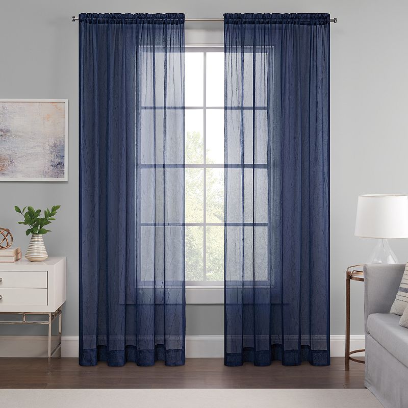 eclipse Emina Crushed Sheer Voile Rod Pocket Window Curtain Panel