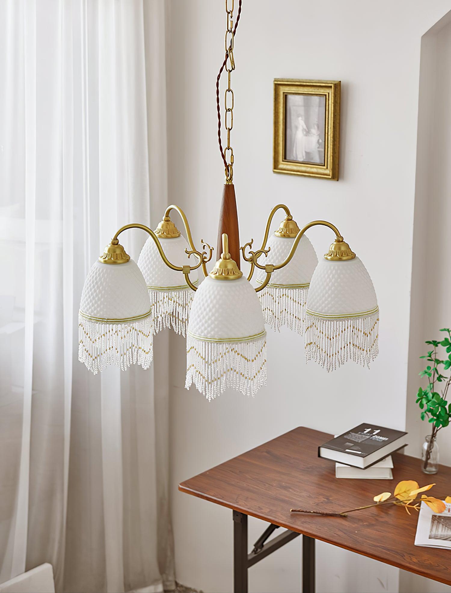 Mesh Tassel Glass Chandelier