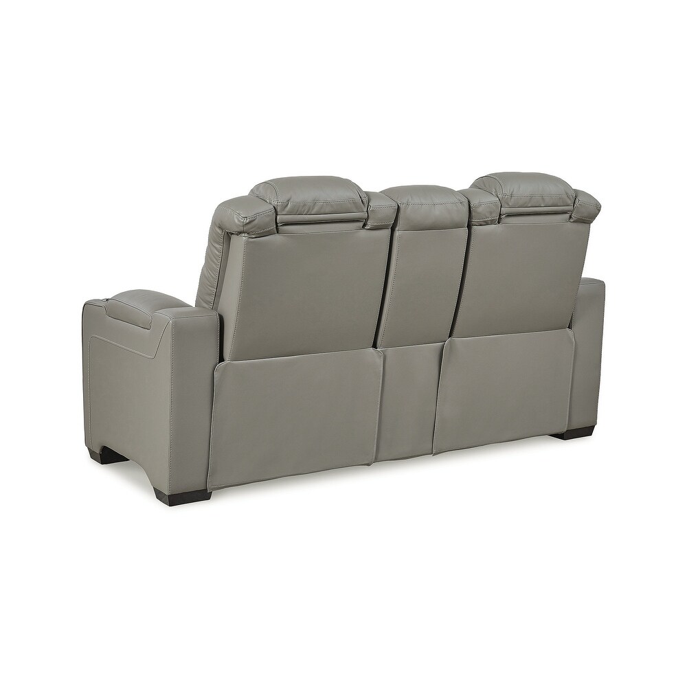 Signature Design by Ashley Backtrack Power Reclining Loveseat with Console and Adjustable Headrest