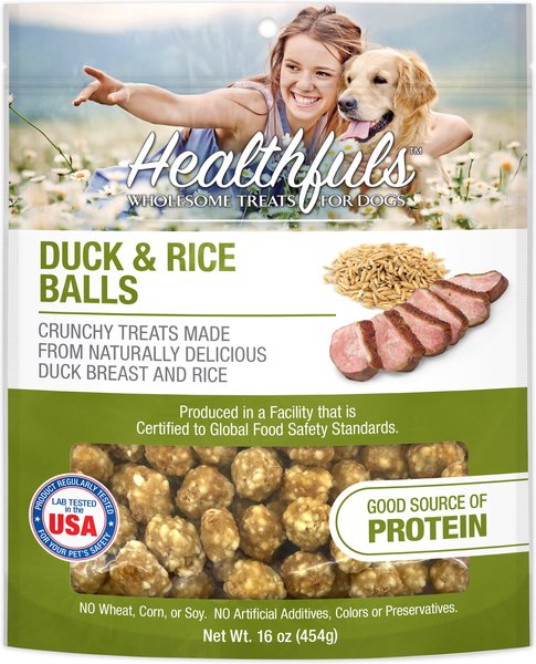 RUFFIN' IT Healthfuls Duck and Rice Balls Jerky Dog Treats， 16-oz bag