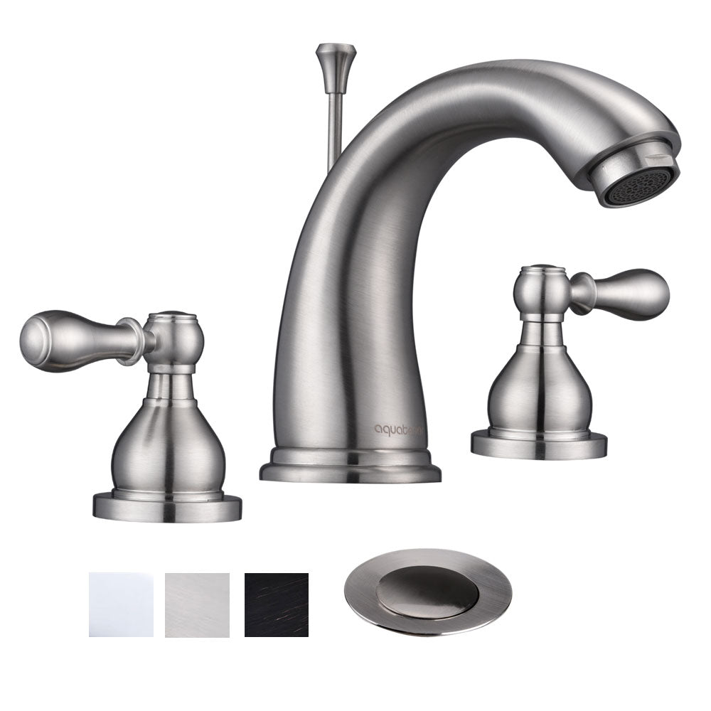 Aquaterior Widespread Faucet w/ Drain 3-Hole 2-Handle Cold Hot 4.7