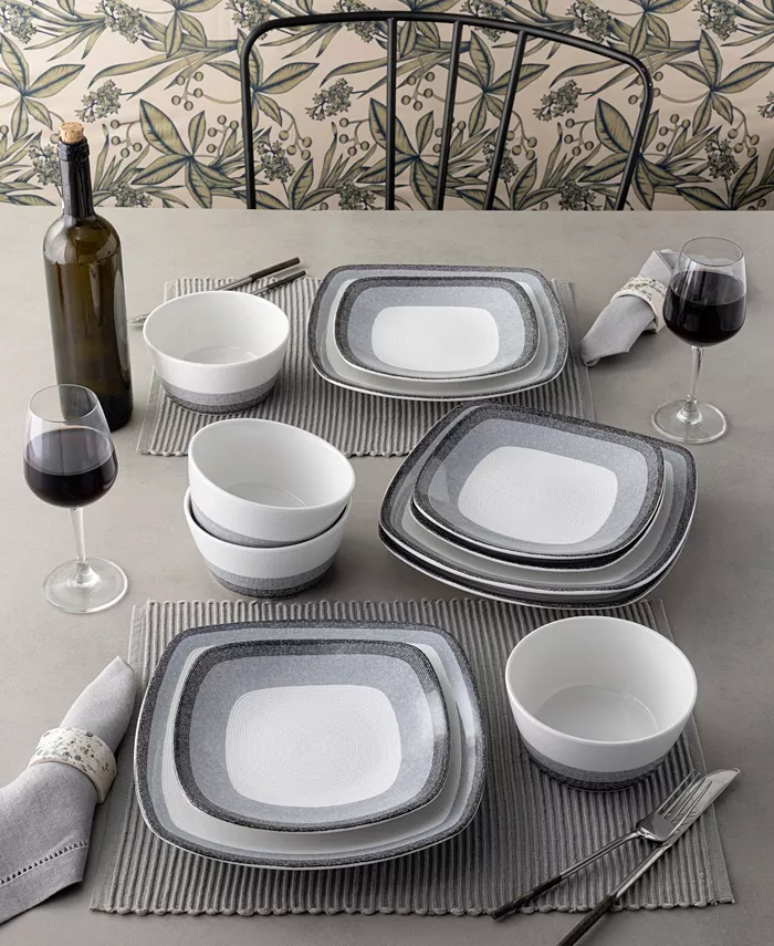 Noritake Colorscapes Layers Square Dinner Plate Set 4 10.75