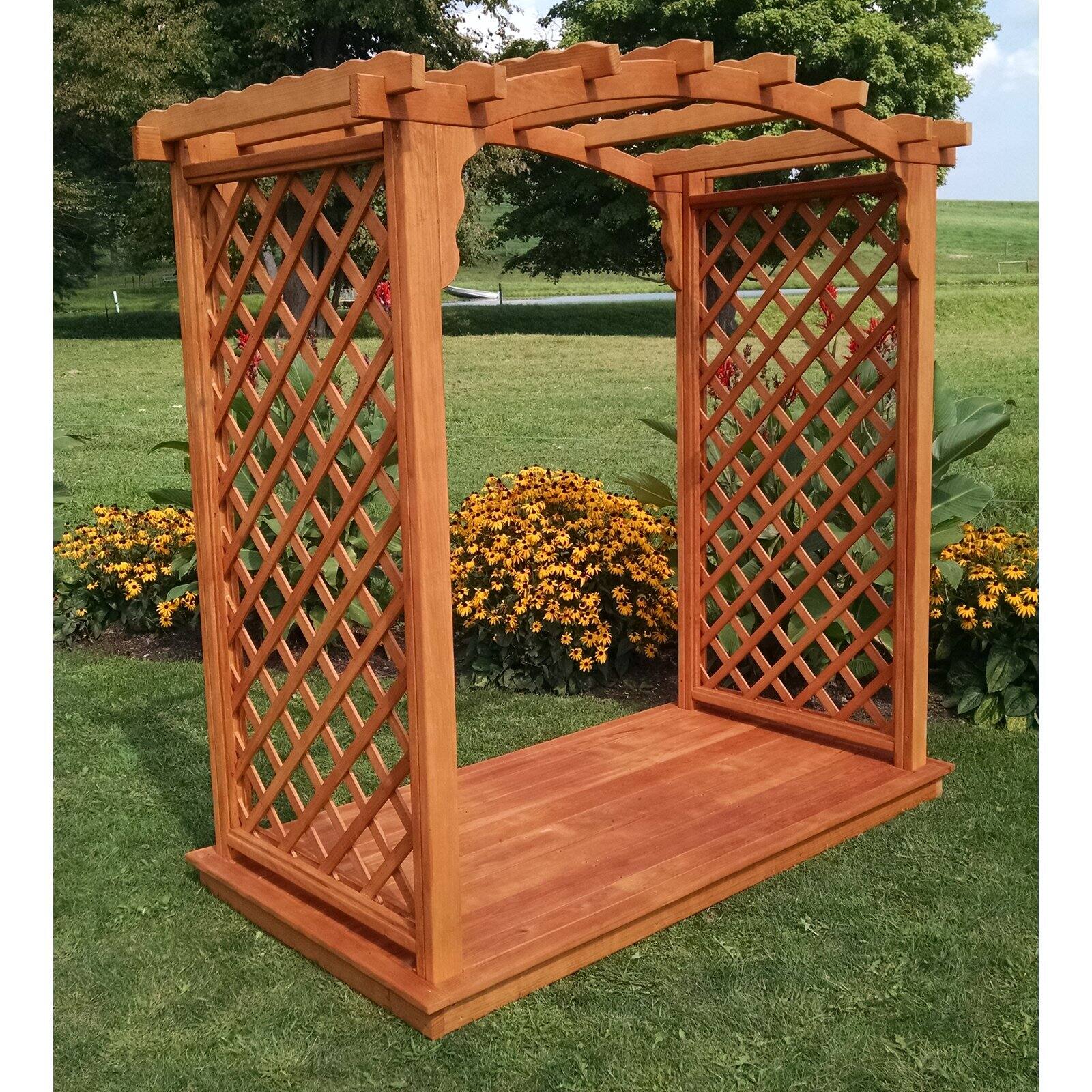 A &amp; L Furniture Jamesport 7.5 ft. High Wood Arbor with Deck - 5 or 6 ft.