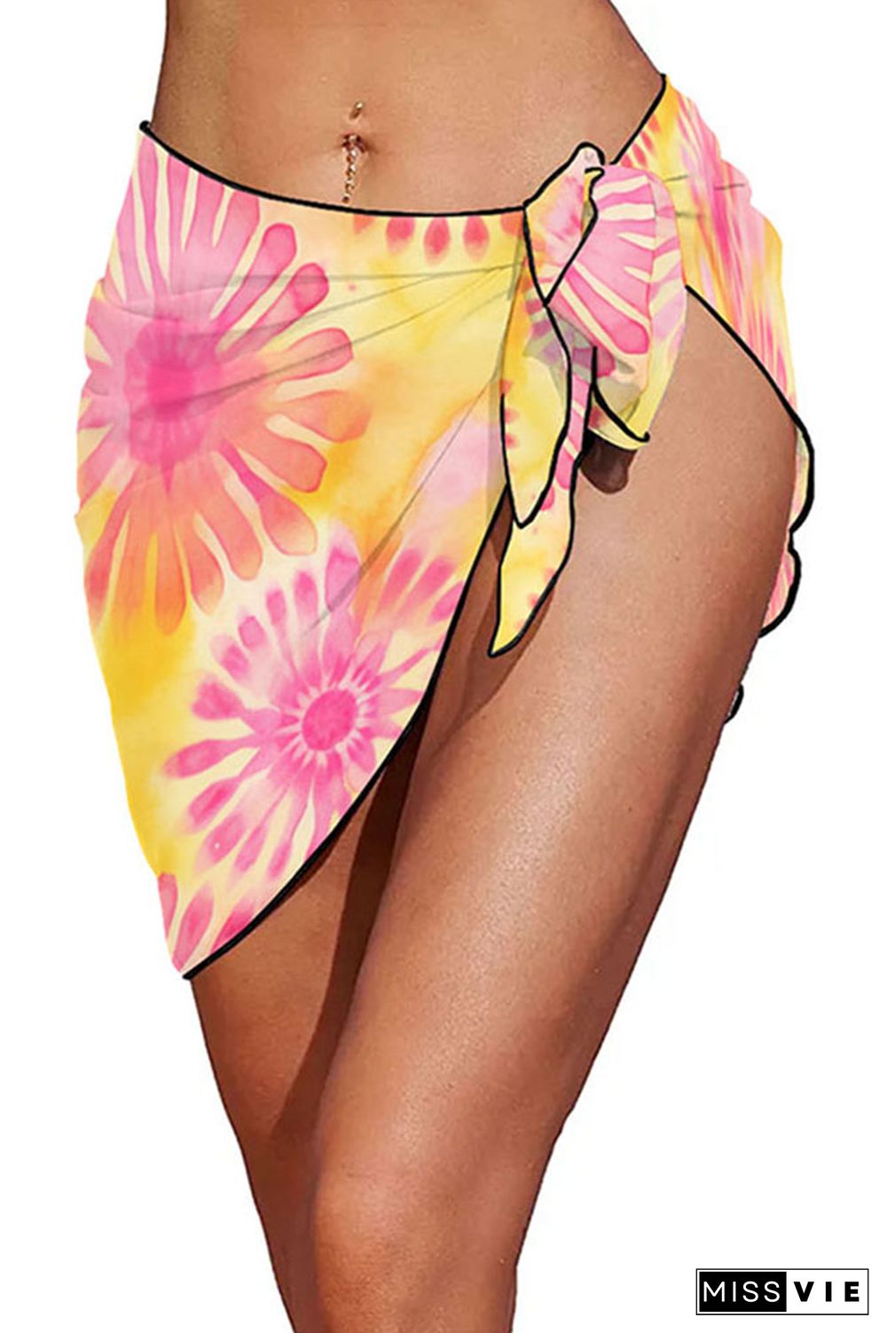 Tie Dye Printing Beach Cover Up Chiffon Dress