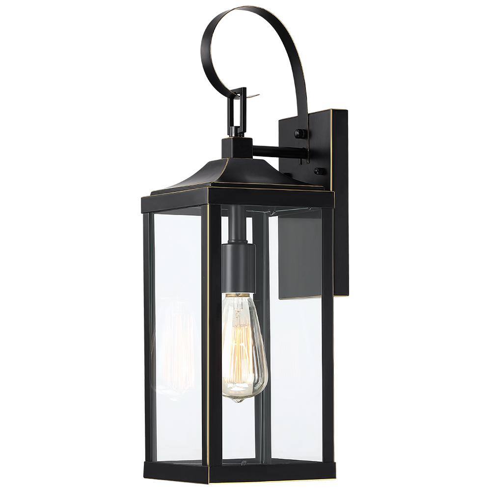 TRUE FINE Jefferson 19.3 in. 1-Light Large Black Hardwired Outdoor Wall Lantern Sconce TD40016OT