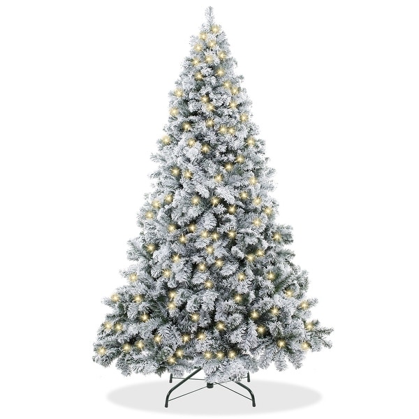 6FT PreLit SnowFlocked Pine Artificial Holiday Christmas Tree with