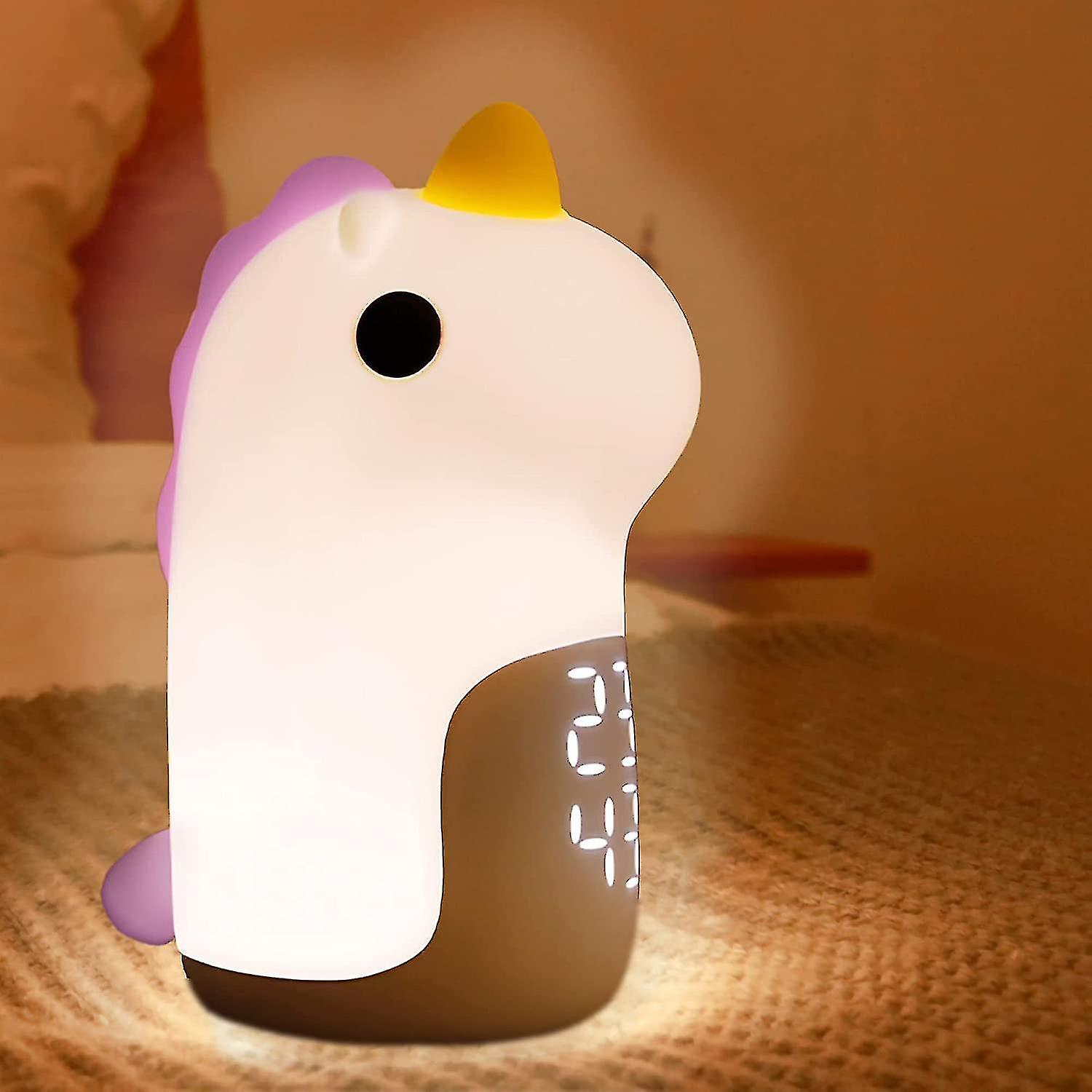 Unicorn Night Light For Kids， Cute Alarm Clock， Unicorns Gifts For Girls，children Silicone Usb Rechargeable Portable Lamp For Baby Teen Boys B