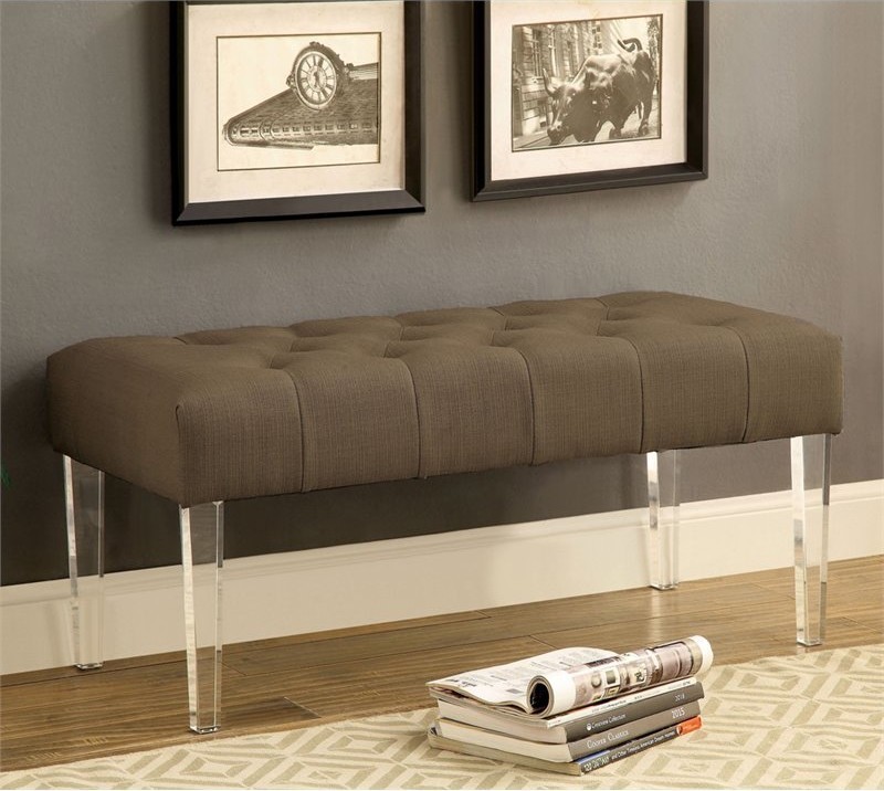 Furniture of America Paz Contemporary Fabric Tufted Bench in Brown   Contemporary   Upholstered Benches   by Homesquare  Houzz