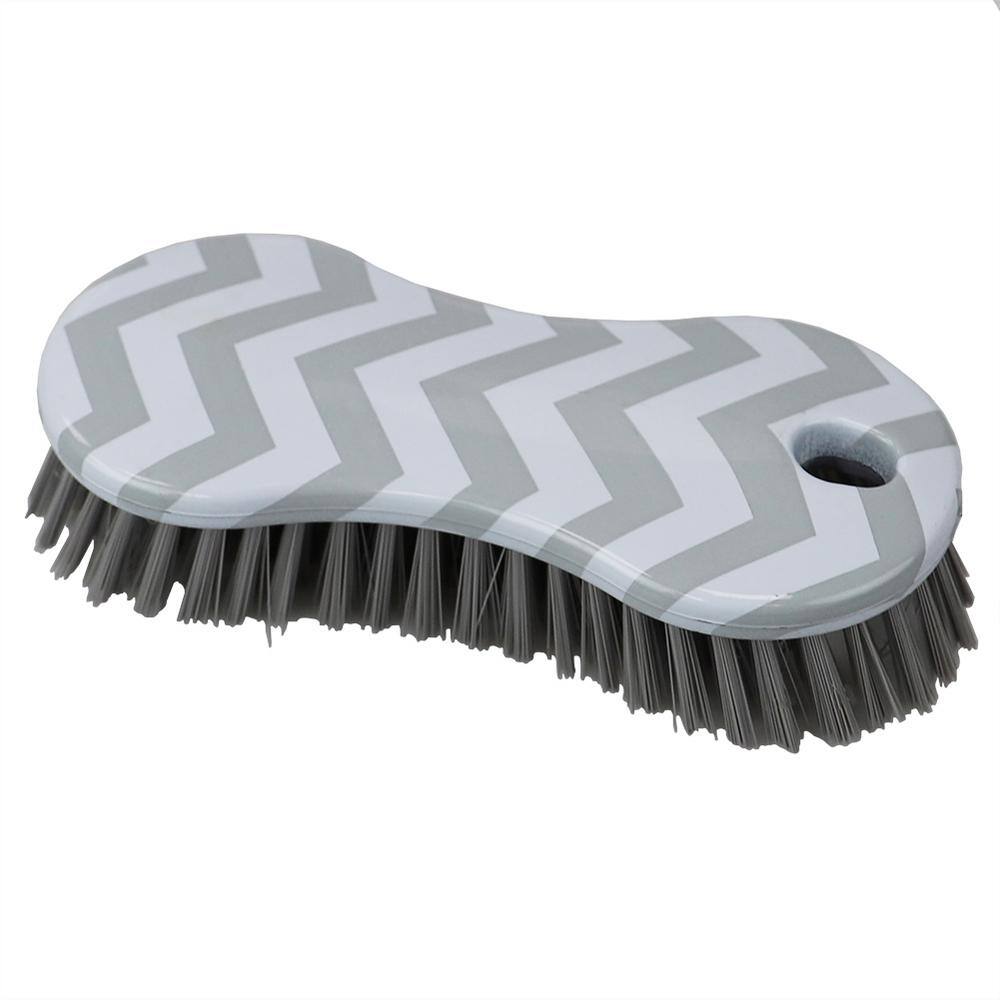 Home Basics Chevron Multi-Purpose Plastic Scrub Brush Grey HDC77538