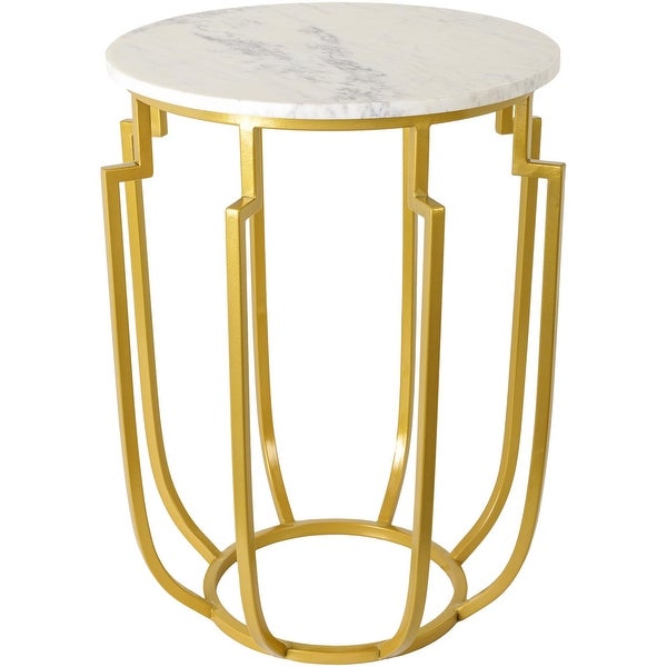 Lotte Marble and Natural Metal Modern Hand Crafted End Table - 19