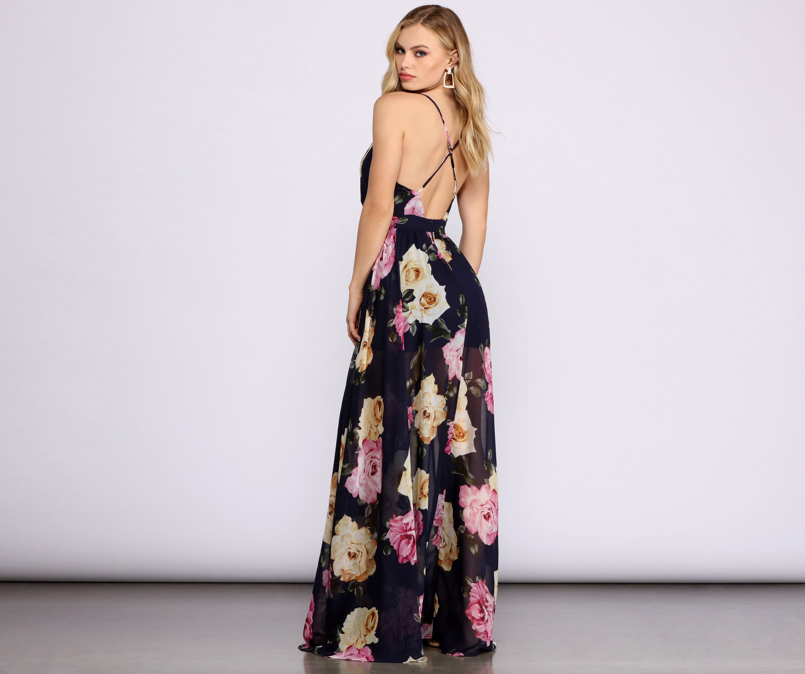 Malie Formal Floral Chiffon Dress