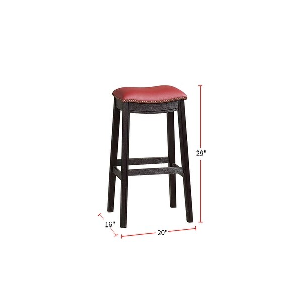 Burgundy PU Upholstery Bar Stool， Set of 2