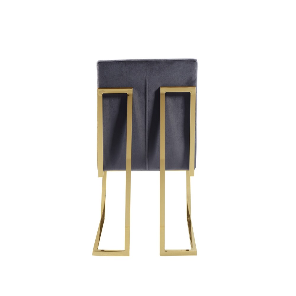 Chic Home Pierre Tufted Velvet Polished Brass Metal Frame Dining Side Chair