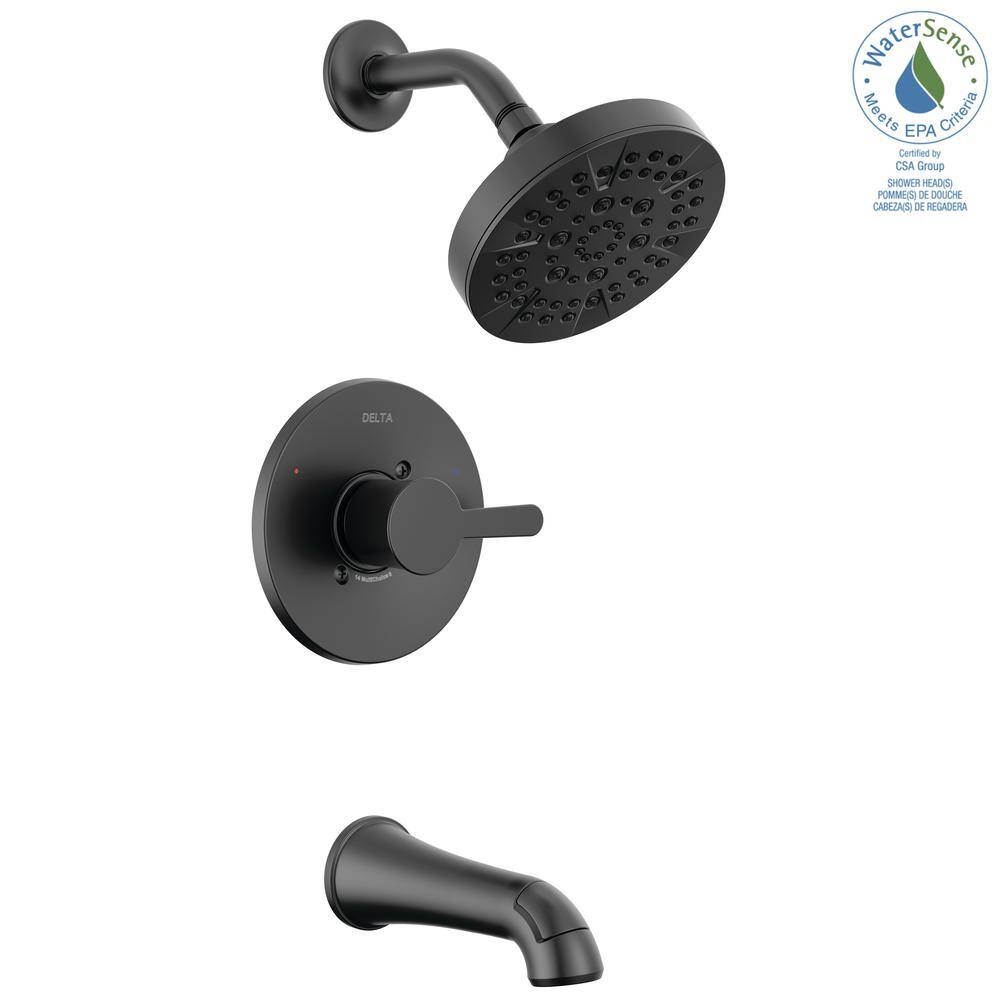 Delta Greydon Single-Handle 5-Spray Tub and Shower Faucet in Matte Black (Valve Included) 144860-BL