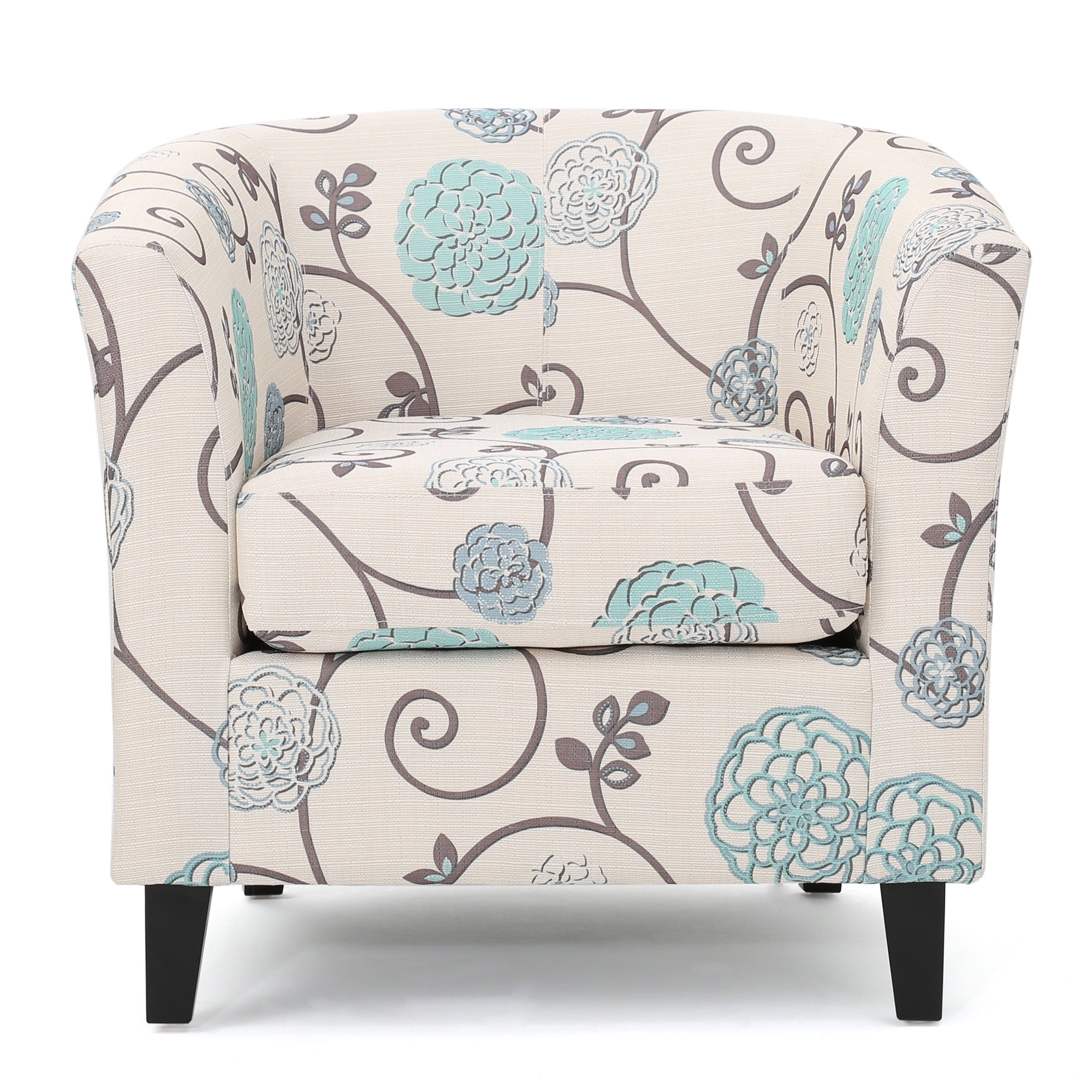 Palisades White and Blue Fabric Club Chair