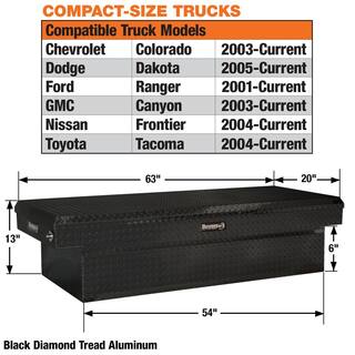 Buyers Products Company 13 in. x 20 in. x 63 in. Black Diamond Tread Aluminum Crossover Truck Tool Box 1729430