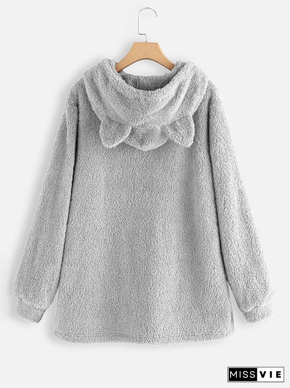 Plus Size Double-Sided Plush Long-Sleeve Hoodie