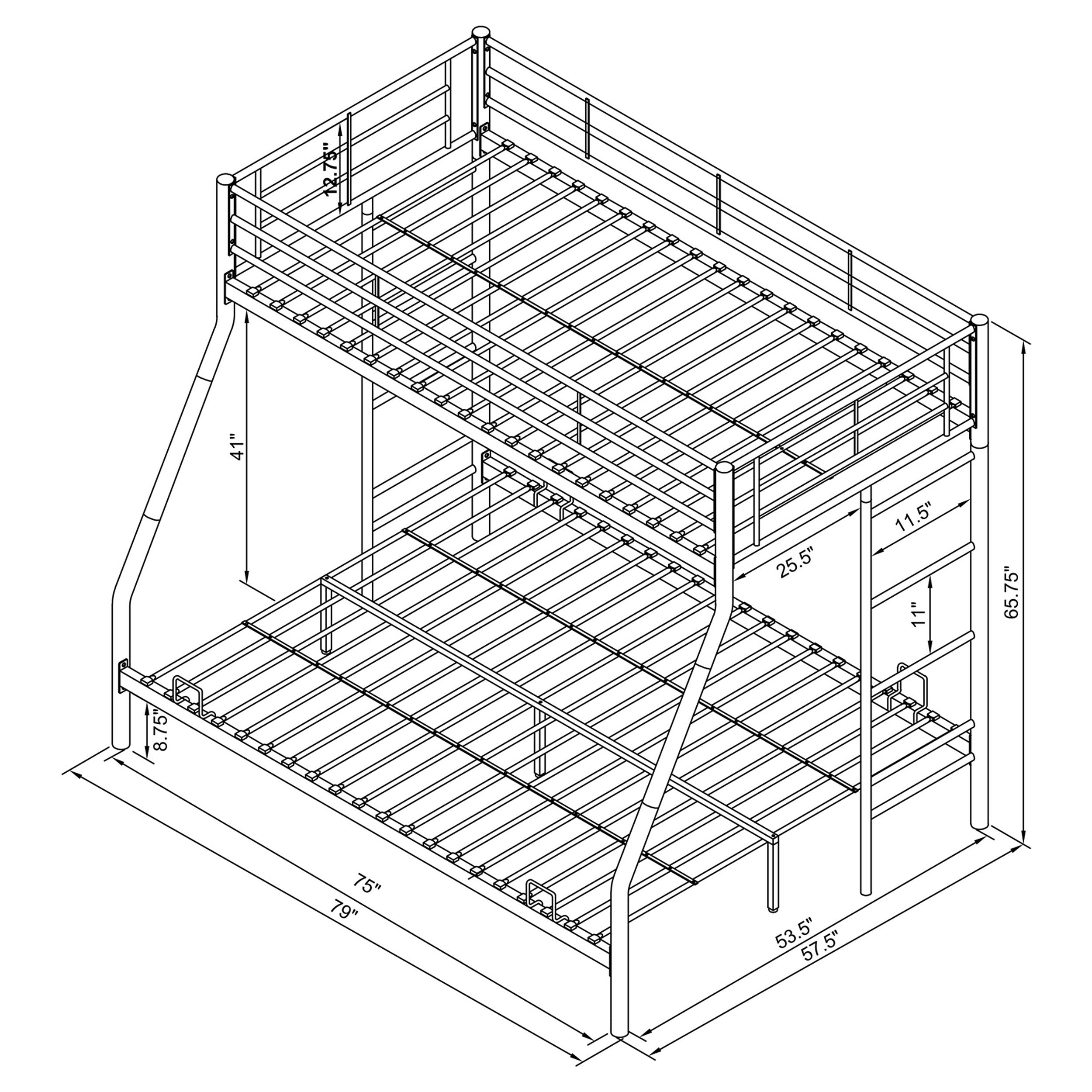 Hayward Metal Twin Over Full Bunk Bed Black-460062B