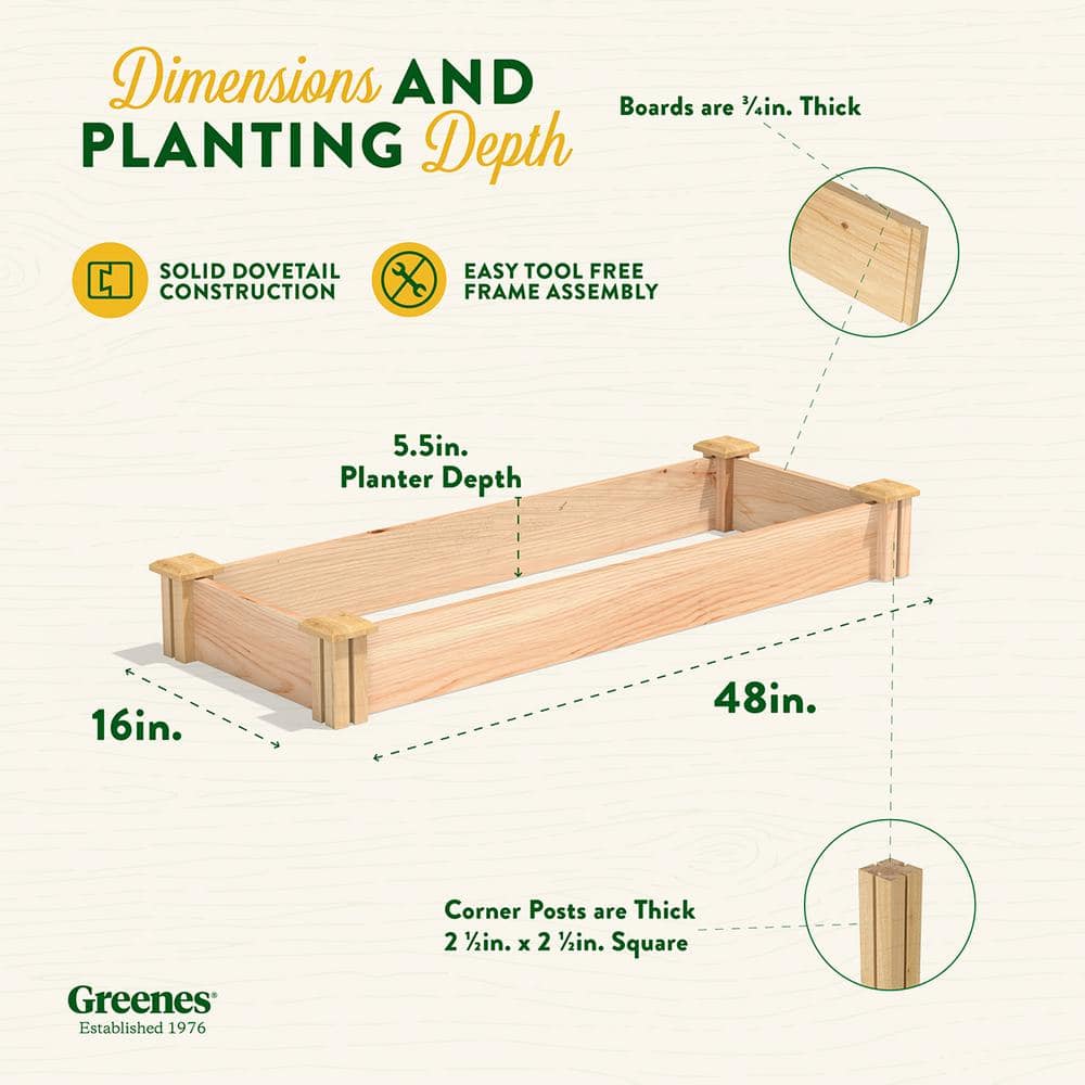 Greenes Fence 16 in. x 4 ft. x 5.5 in. Premium Cedar Raised Garden Bed RC16486P