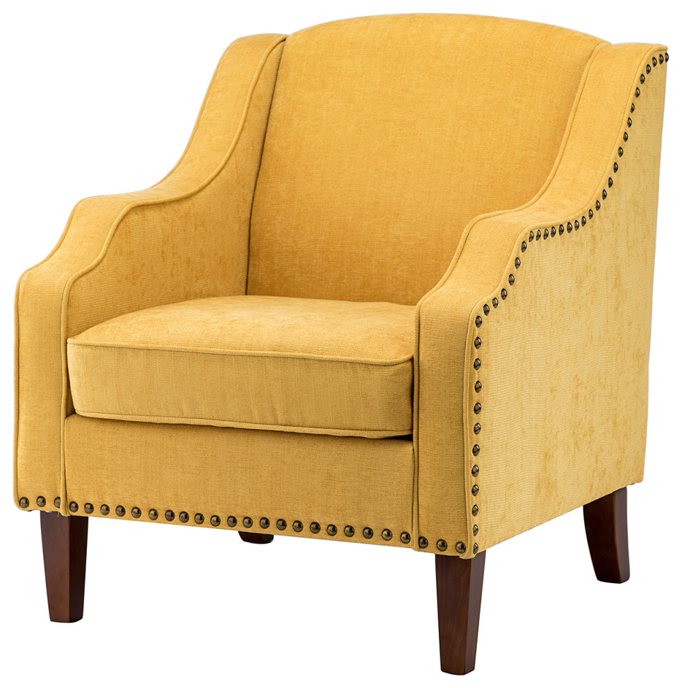 34 quotTall Comfort Bedroom Armchair with Solid Wood Legs   Contemporary   Armchairs And Accent Chairs   by Karat Home  Houzz