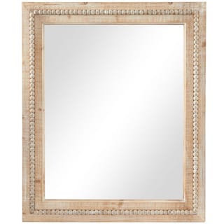 Litton Lane 36 in. x 30 in. Distressed Rectangle Framed Brown Wall Mirror with Beaded Detailing 043265