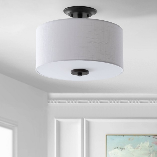 Metal Marc Semi Flush Mount includes Energy Efficient Light Bulb Black Jonathan Y