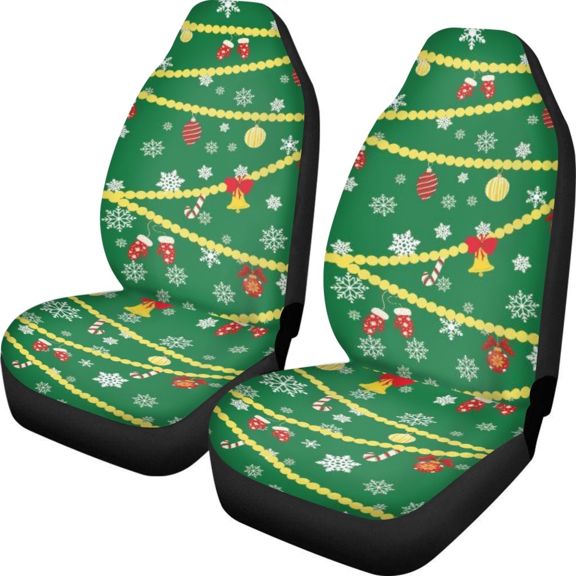 Diaonm Christmas Tree Pattern 2 Packs Car Front Seat Covers Flexible Stretchy Polyester Fabric Seats Protector Case Fits Most Sedans Vans Trucks