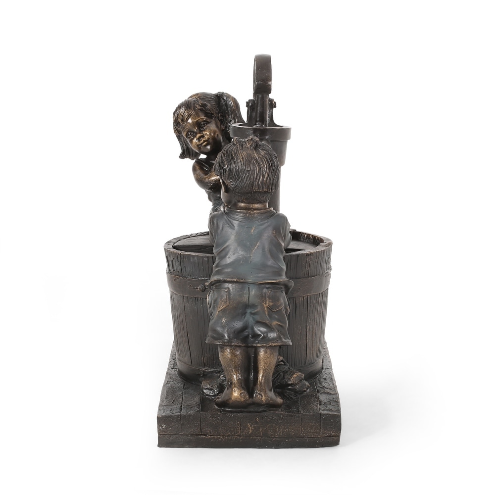 Schramling Outdoor Outdoor Children at Water Pump Fountain by Christopher Knight Home