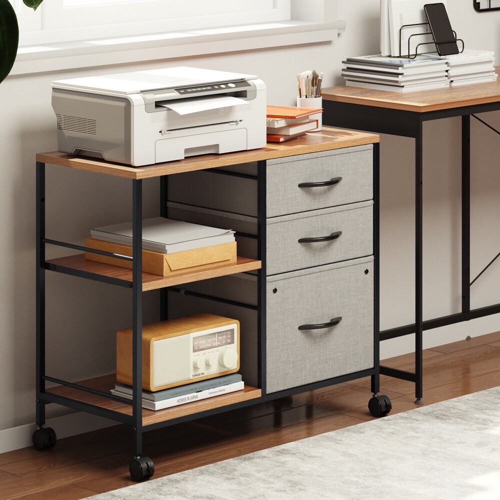 Modern 3 Drawer File Cabinet with 3 Shelves