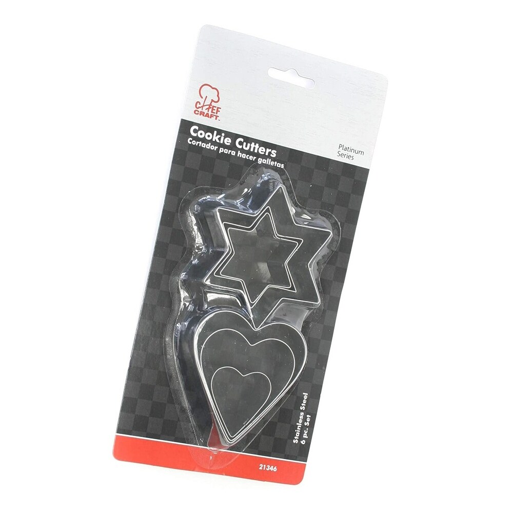 Chef Craft 6pc Stainless Steel Cookie Cutter Set   Star and Heart Shapes