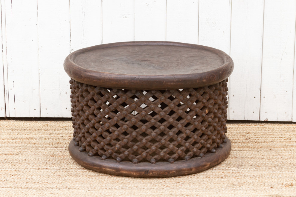 Deep Brown Round Bamileke Coffee Table   Mediterranean   Coffee Tables   by De cor  Houzz