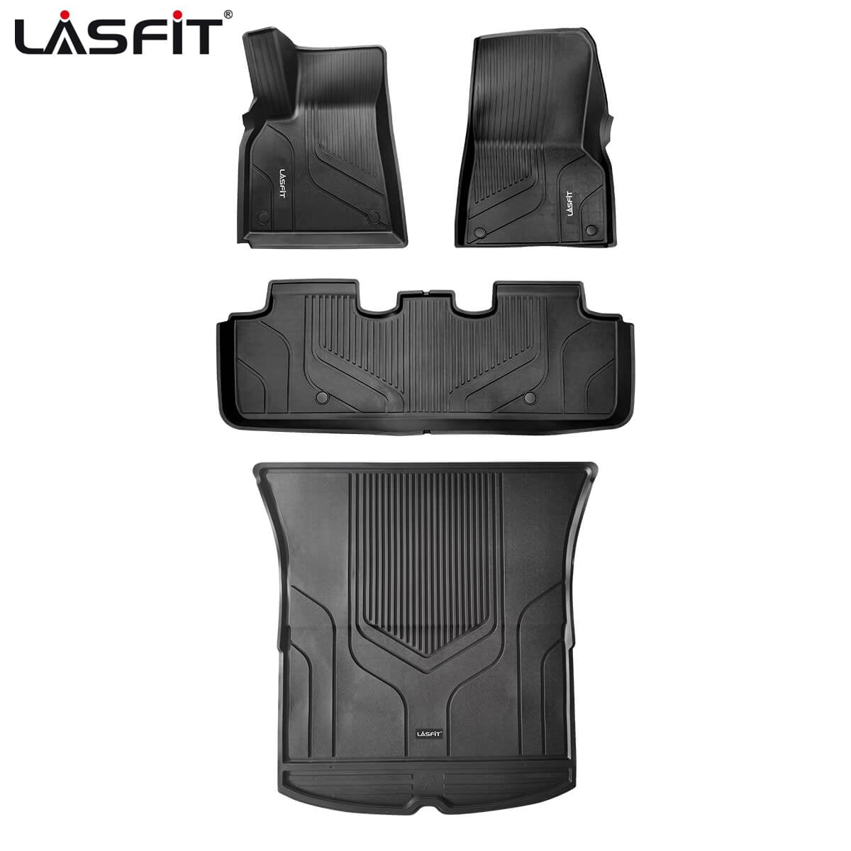 LASFIT Tesla Model Y 2020 2021 2022 Custom Floor Mats TPE Material 1st and 2nd and Cargo Liners(Fit 5 Seats only，Don't fit 7 Seats)