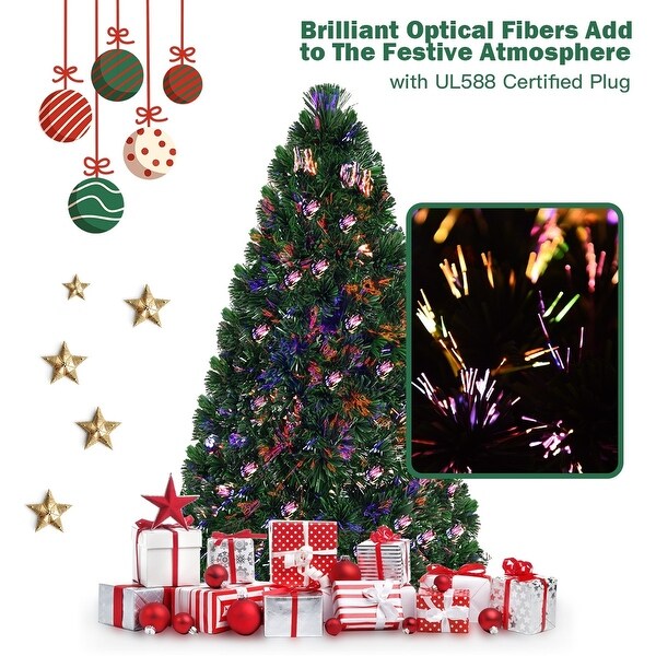 6' Fiber Optic Artificial PVC Christmas Tree w/ Plastic Stand