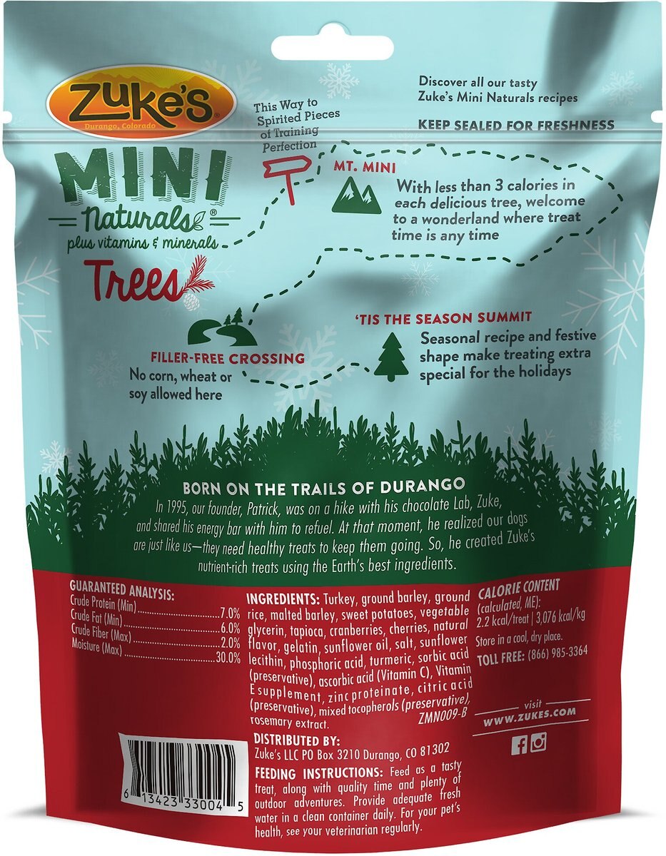 Zuke's Mini Naturals Holiday Trees Turkey and Cranberry Recipe Dog Treats