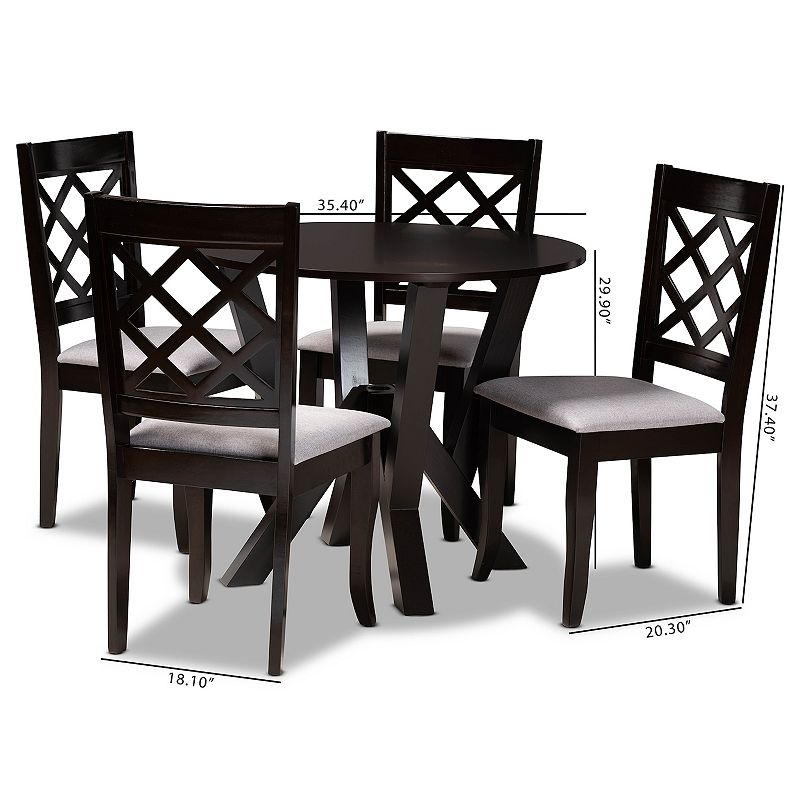 Baxton Studio Adina Dining Table and Chair 5-piece Set