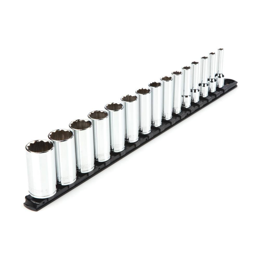 TEKTON 38 in. Drive Deep 12-Point Socket Set (15-Piece) SHD91115