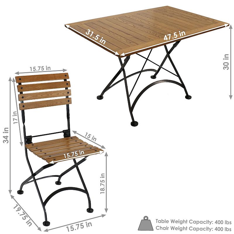 Sunnydaze Essential European Chestnut 7-Piece Folding Patio Dining Set