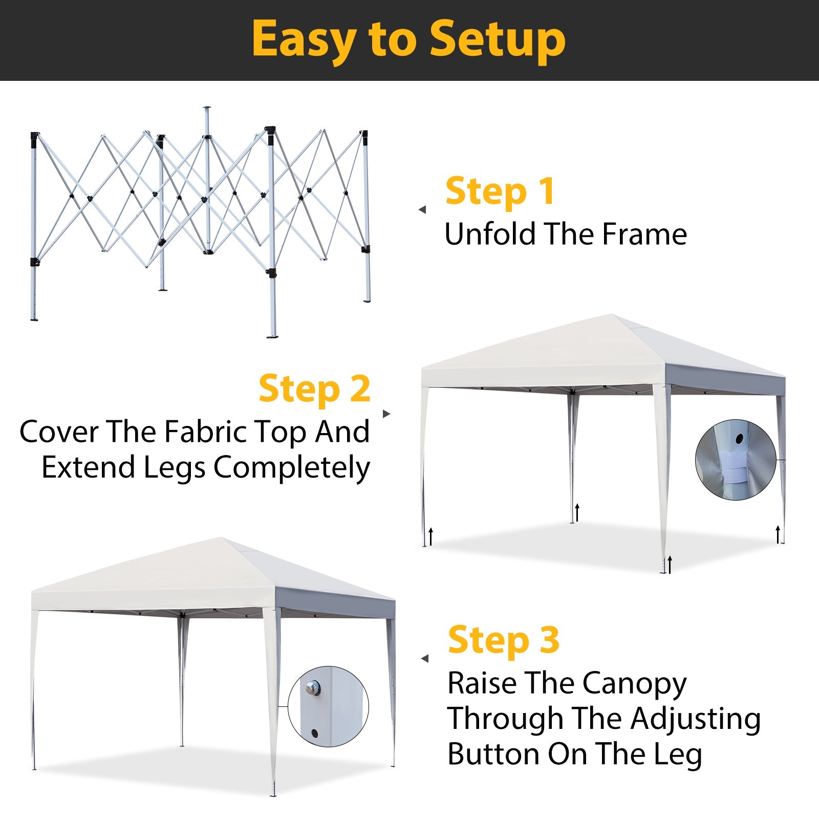 AVAWING 10'x10' Pop up Canopy with Sidewalls Wheeled Roller Bag, Waterproof & Anti-UV Canopy Tent for Outside, Parties, Exhibition, Picnic with Sandbags x 4, Ropes x 4 (White)