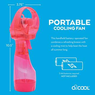 O2COOL Deluxe 3.07 in. Water Misting Personal Fan Raspberry FML0001