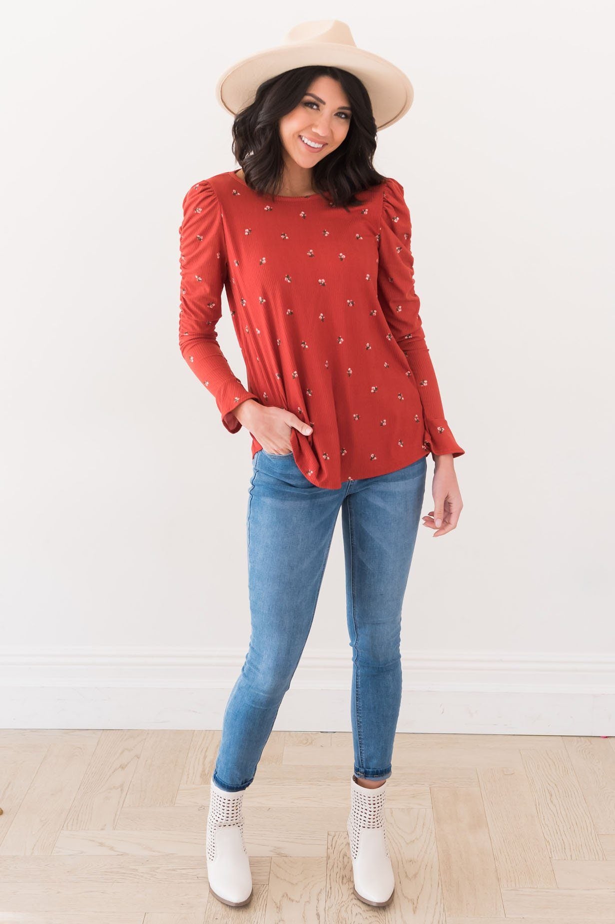 Winter Blooms Modest Blouse