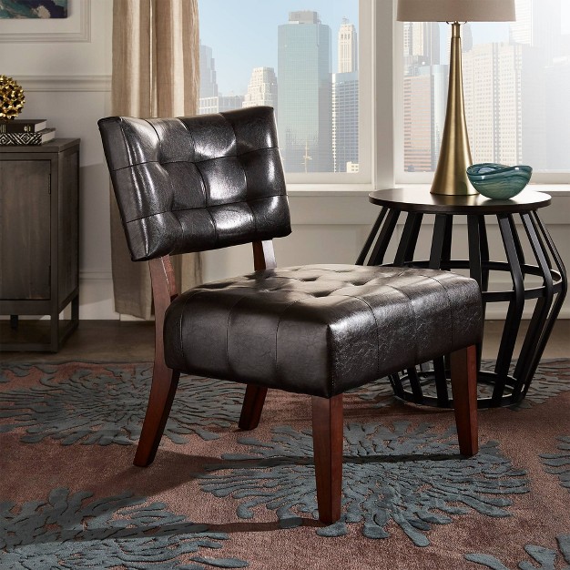 Redford Faux Leather Armless Accent Chair Brown Inspire Q