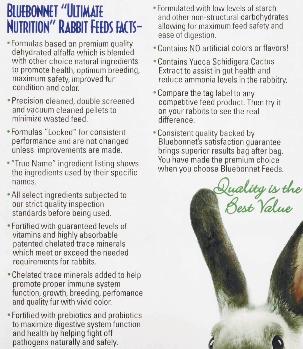 Bluebonnet Feeds Rabbit Booster 16% Protein Rabbit Food， 50-lb bag