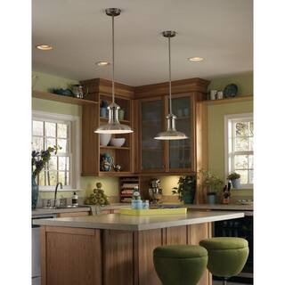 Progress Lighting Brookside Collection 1-Light Brushed Nickel LED Pendant with Metal Shade P5024-0930K9