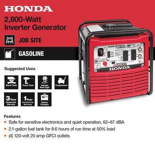 Honda 2800-Watt Recoil Start Gasoline Powered Industrial Full GFCI Protection Inverter Generator EB2800IAN