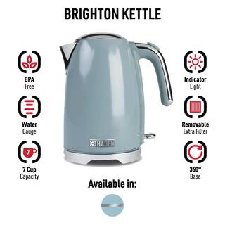 HADEN Brighton 1.7 l 7-Cup Sky Blue Stainless Steel Electric Kettle with Auto Shut-Off and Boil-Dry Protection 75076