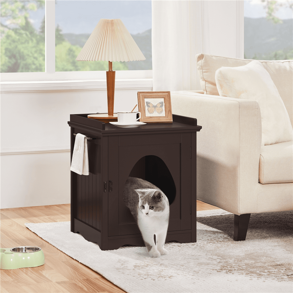 Yaheetech Indoor Cat Litter Box Furniture Enclosure，Espresso