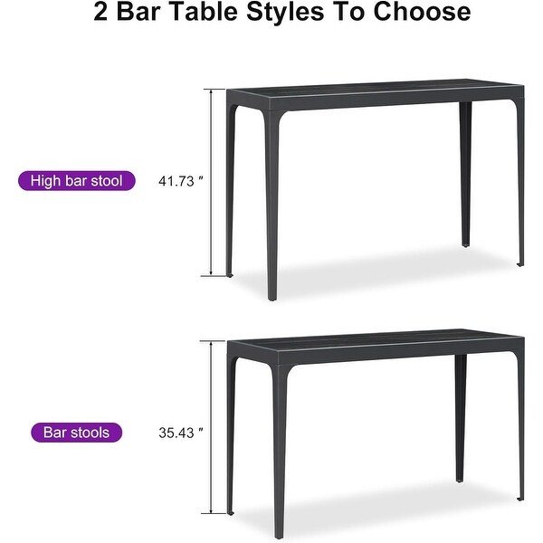 PURPLE LEAF Patio Outdoor Bar Table Rectangle Aluminum Dining Table，Coffee Kitchen Breakfast Outdoor Bar Table